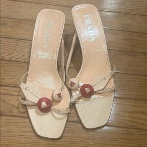 Prada Women's Cream and Red Heels